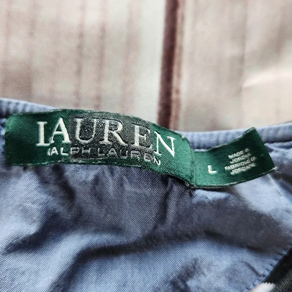 Lauren Ralph Lauren 3/4 Sleeve Henley Shirt Black White Stripe | Women's Size L - Picture 6 of 8